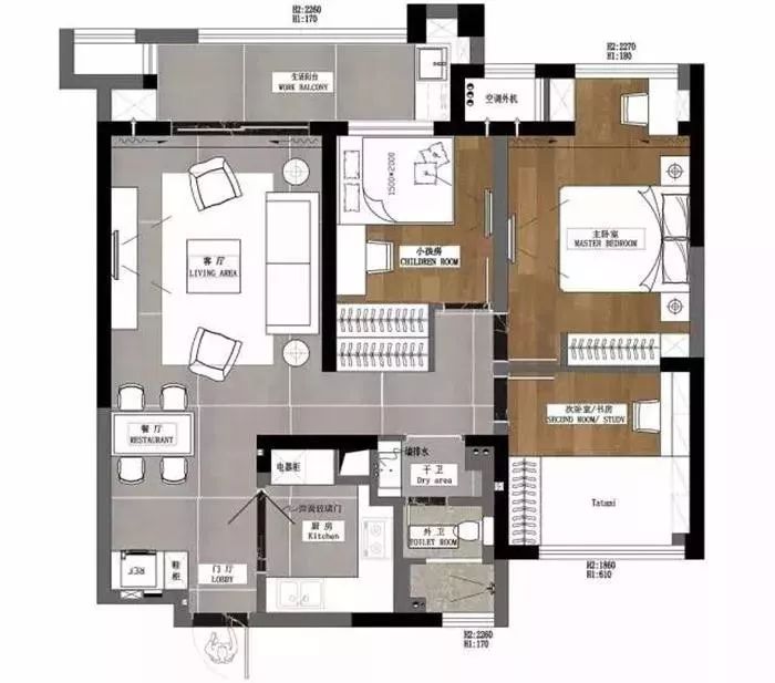100现代三房装修效果图,现代轻奢居家装修案例效果图-美广网