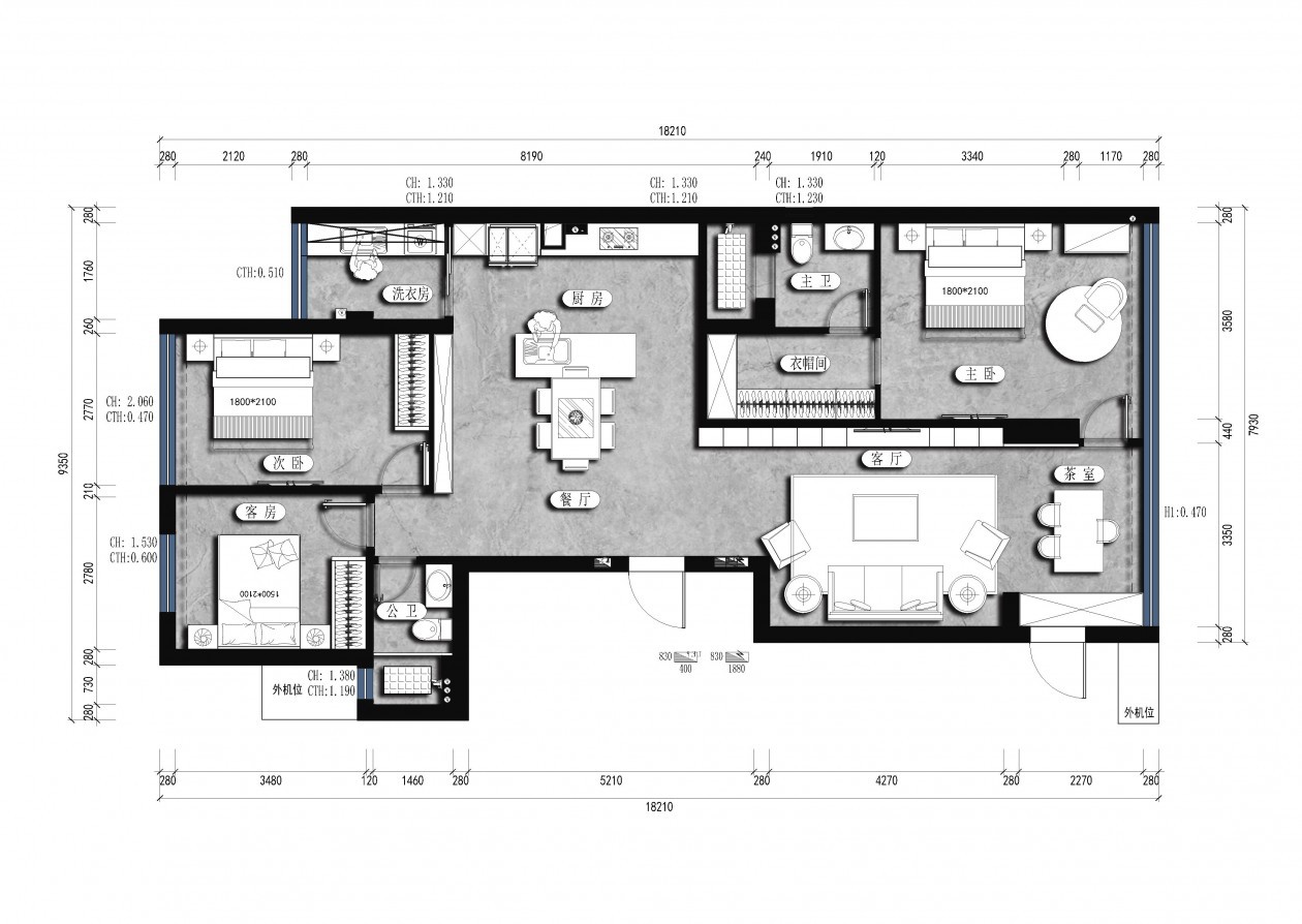 120现代三房装修效果图,120㎡的会客之道装修案例效果图-美广网(图1)
