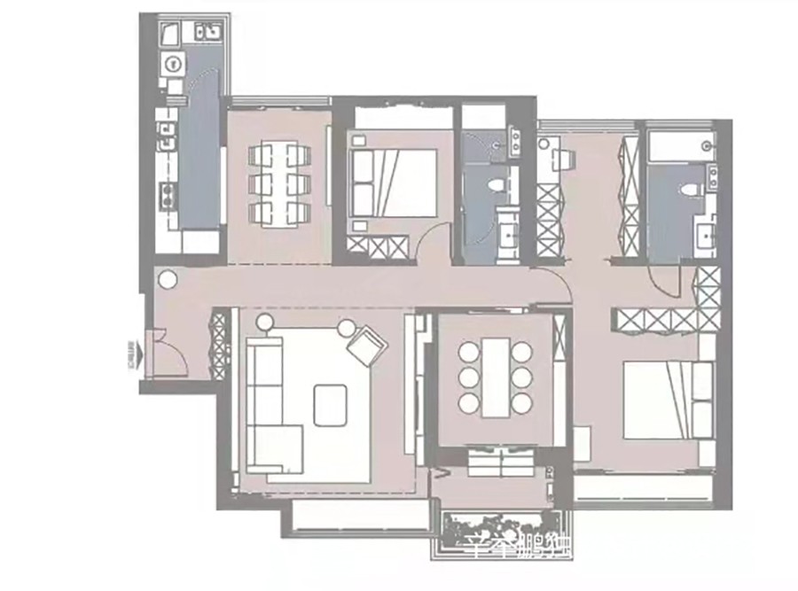 119北欧两房装修效果图,家，守护心灵的秩序装修案例效果图-美广网(图1)