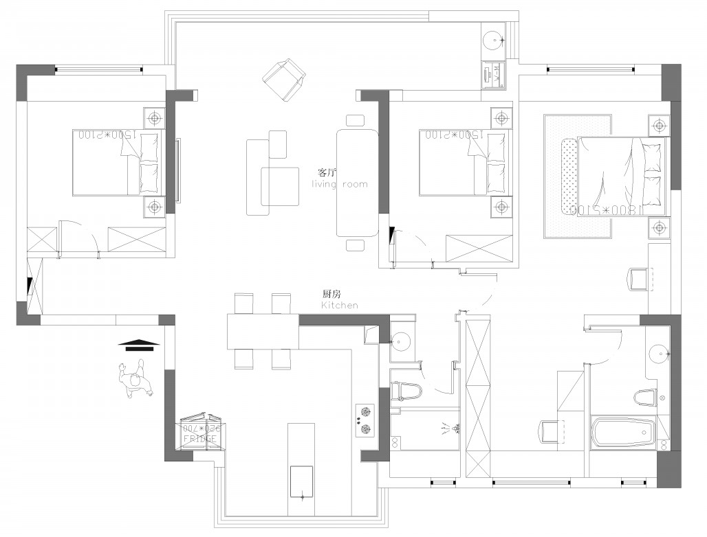 115现代三房装修效果图,115平现代，干净舒适装修案例效果图-美广网(图1)