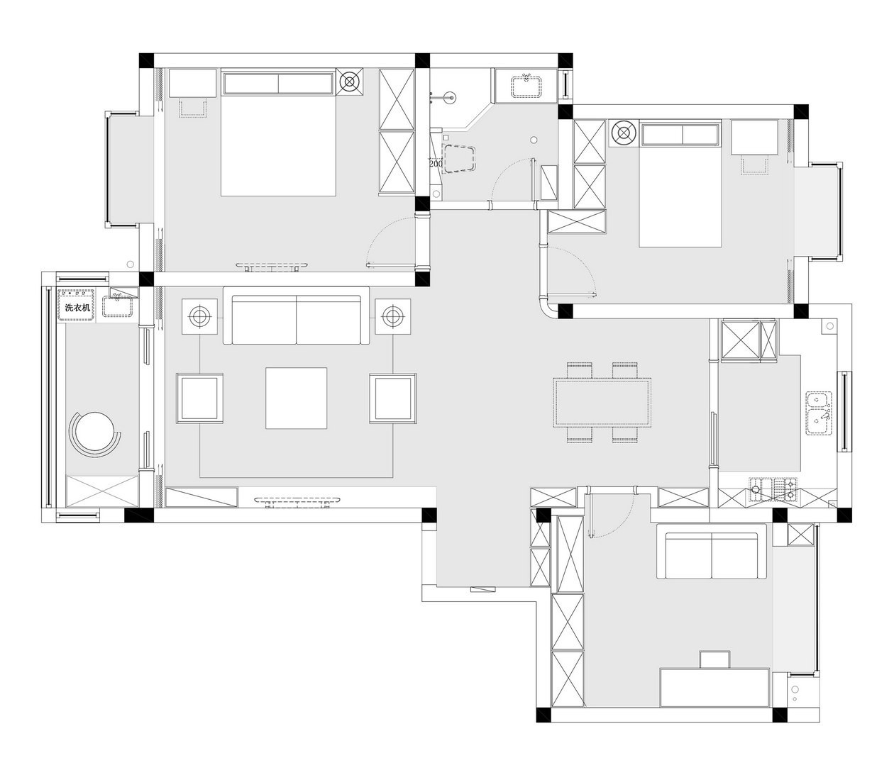 105现代三房装修效果图,从生活细节，看见设计装修案例效果图-美广网