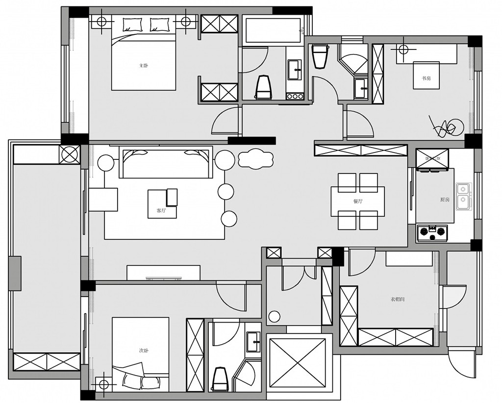 140现代三房装修效果图,理论主义的温馨氛围装修案例效果图-美广网