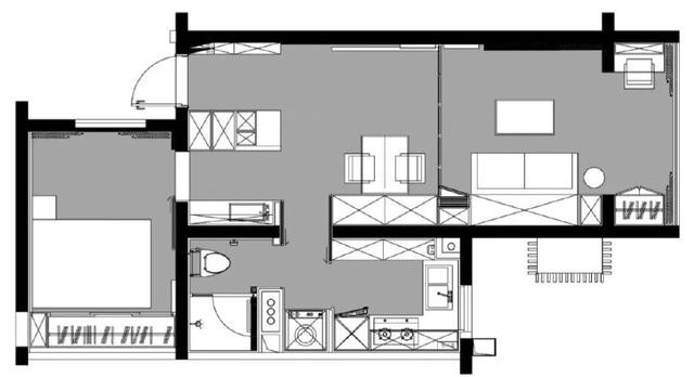 64现代两房装修效果图,64平公寓装修案例效果图-美广网