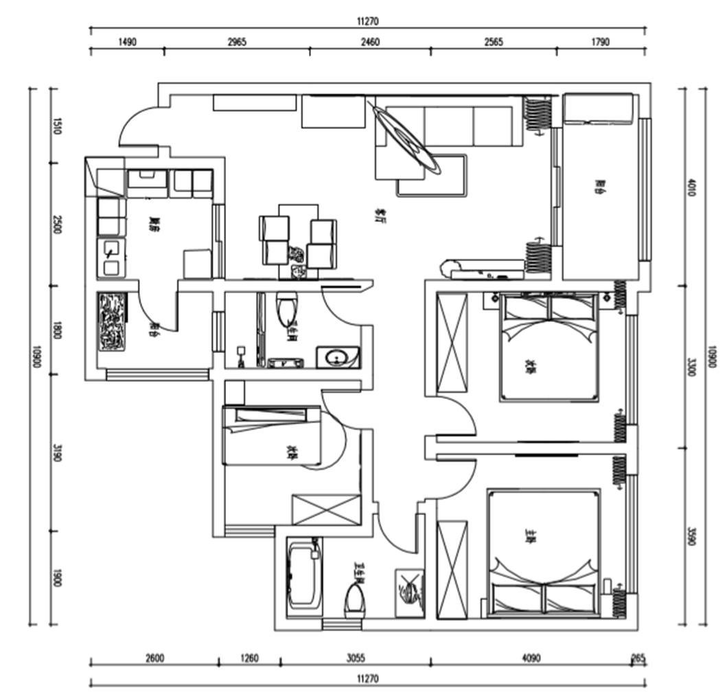 90北欧三房装修效果图,狮子湖装修案例效果图-美广网(图1)