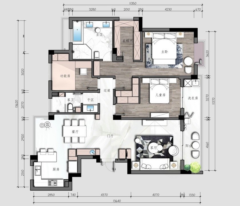 112现代三房装修效果图,这样的家，才够腔调装修案例效果图-美广网(图1)