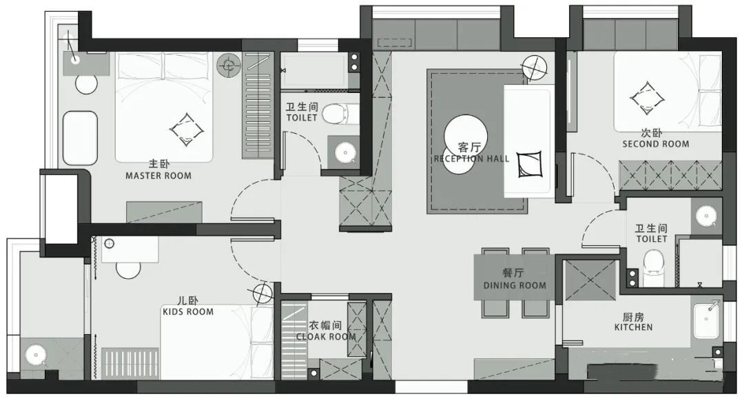 65现代两房装修效果图,质朴生活，65㎡化繁为简装修案例效果图-美广网(图1)
