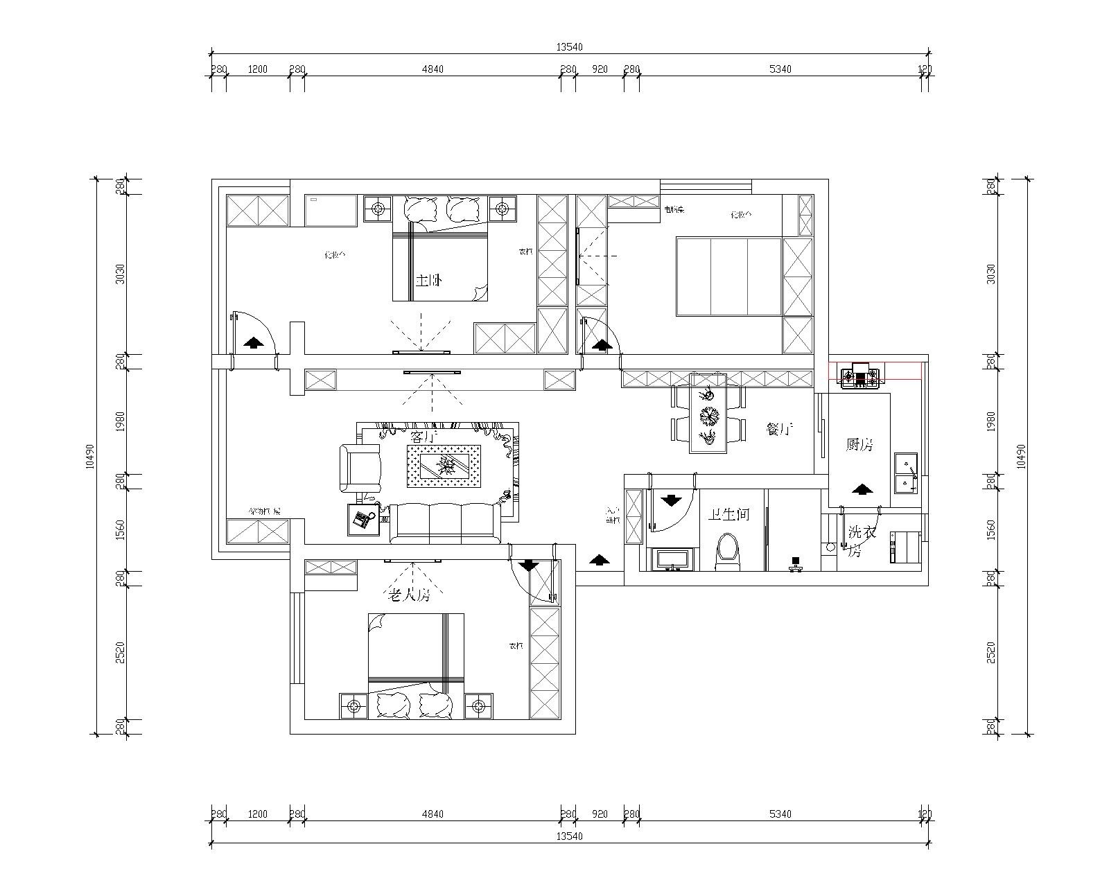 100现代三房装修效果图,为民路1号院装修案例效果图-美广网