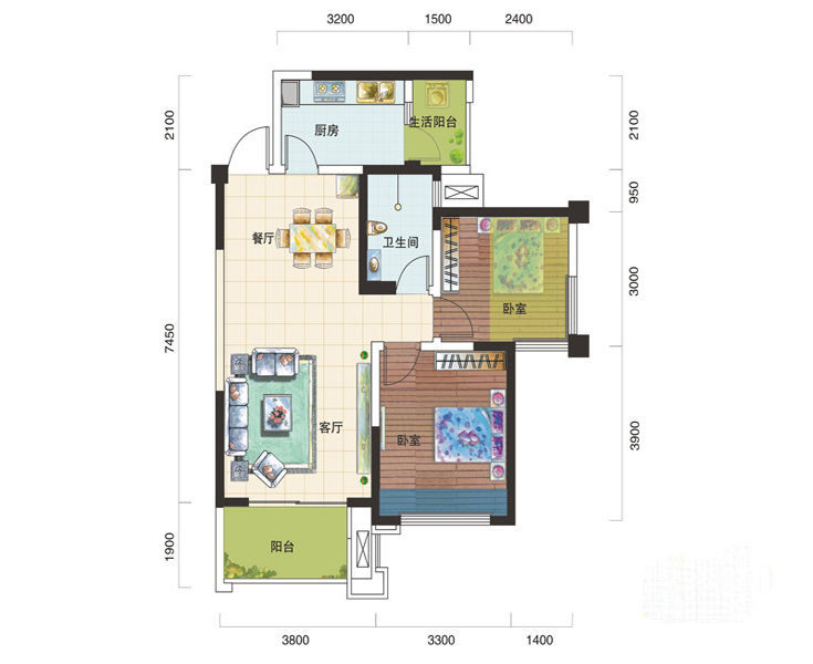 86新古典两房装修效果图,平平无奇的小家装修案例效果图-美广网