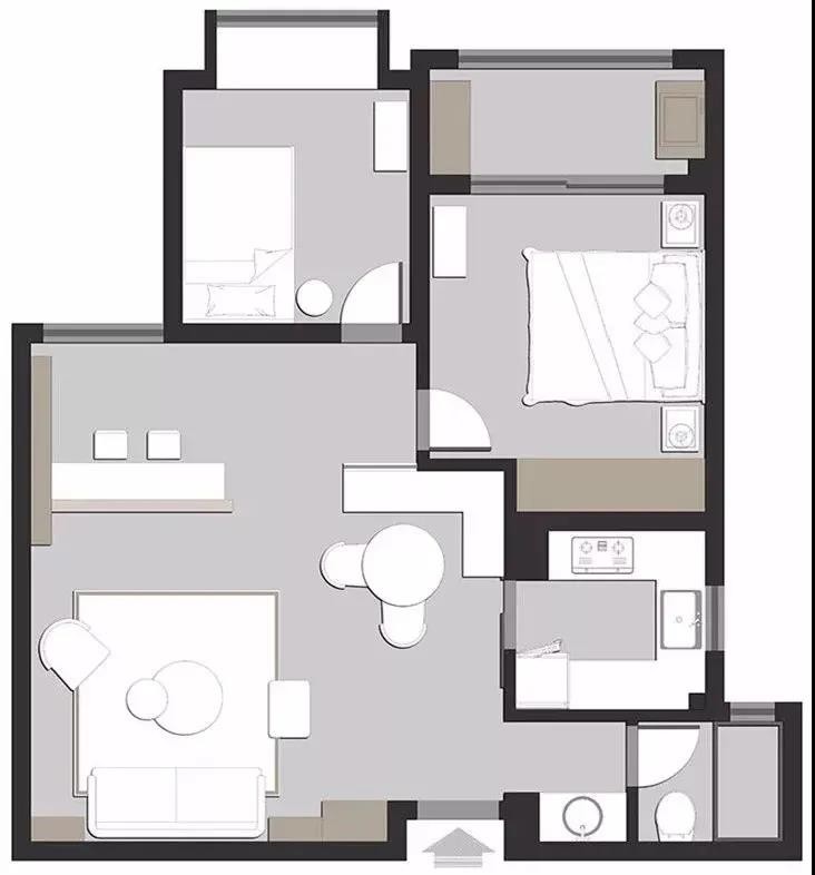 75北欧小户型/一房装修效果图,汇景公寓——北欧风装修案例效果图-美广网(图1)