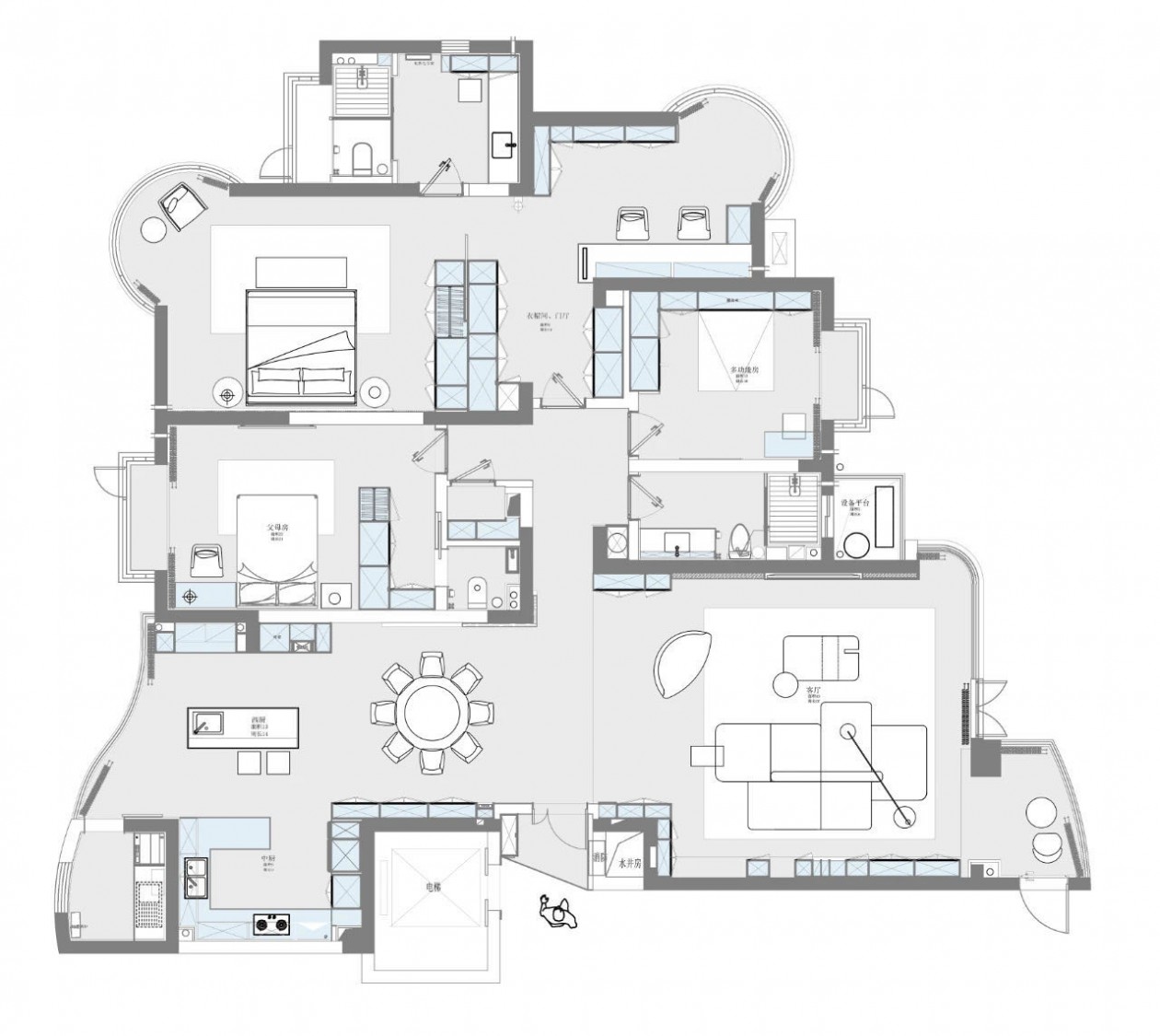 200现代大平层装修效果图,把家当成美术装艺术感满满装修案例效果图-美广网(图1)