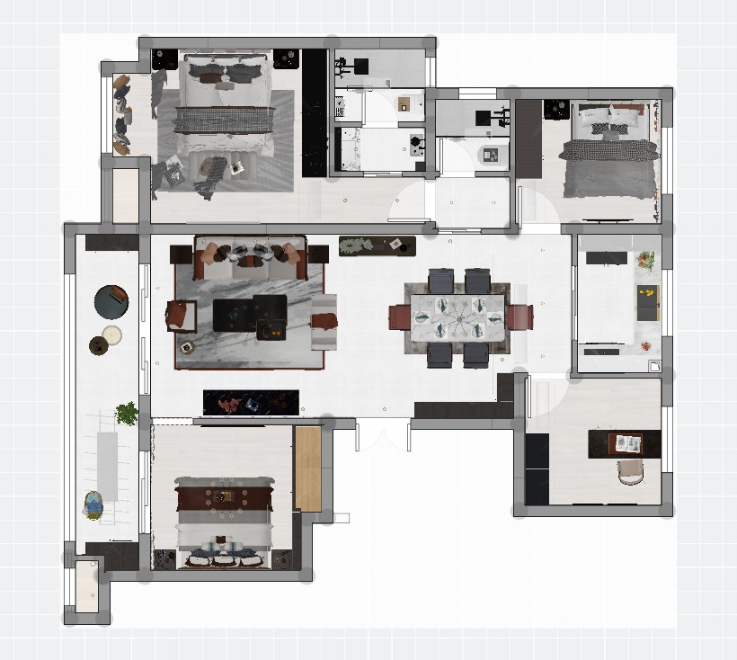 140中式四房装修效果图,4居室新中式装修案例效果图-美广网