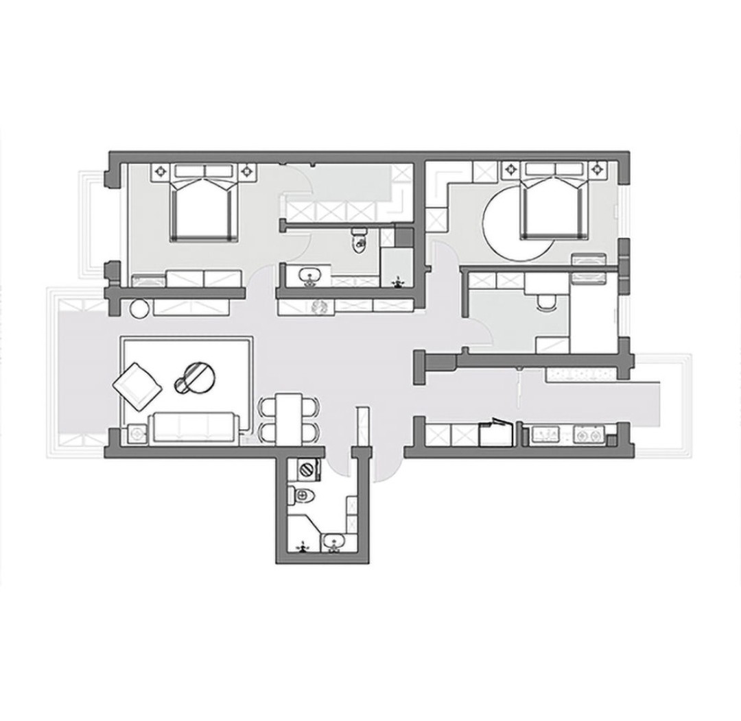 116简欧两房装修效果图,明亮家居装修案例效果图-美广网(图1)