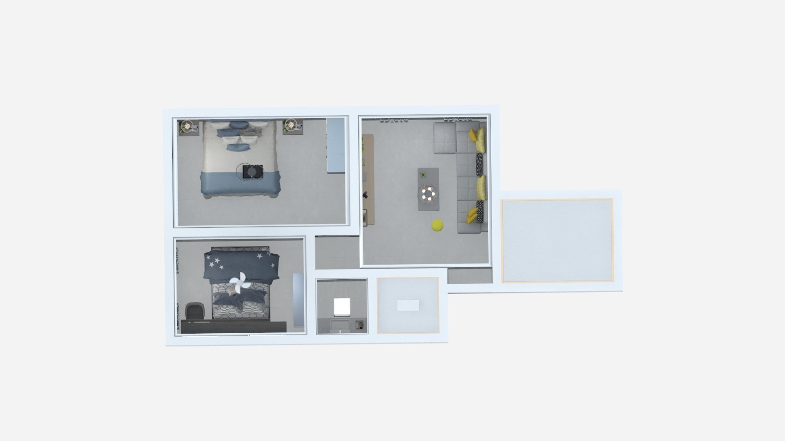 55简欧两房装修效果图,小天公寓装修案例效果图-美广网