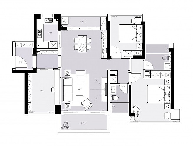 120美式三房装修效果图,120㎡的轻奢美式家装修案例效果图-美广网(图1)