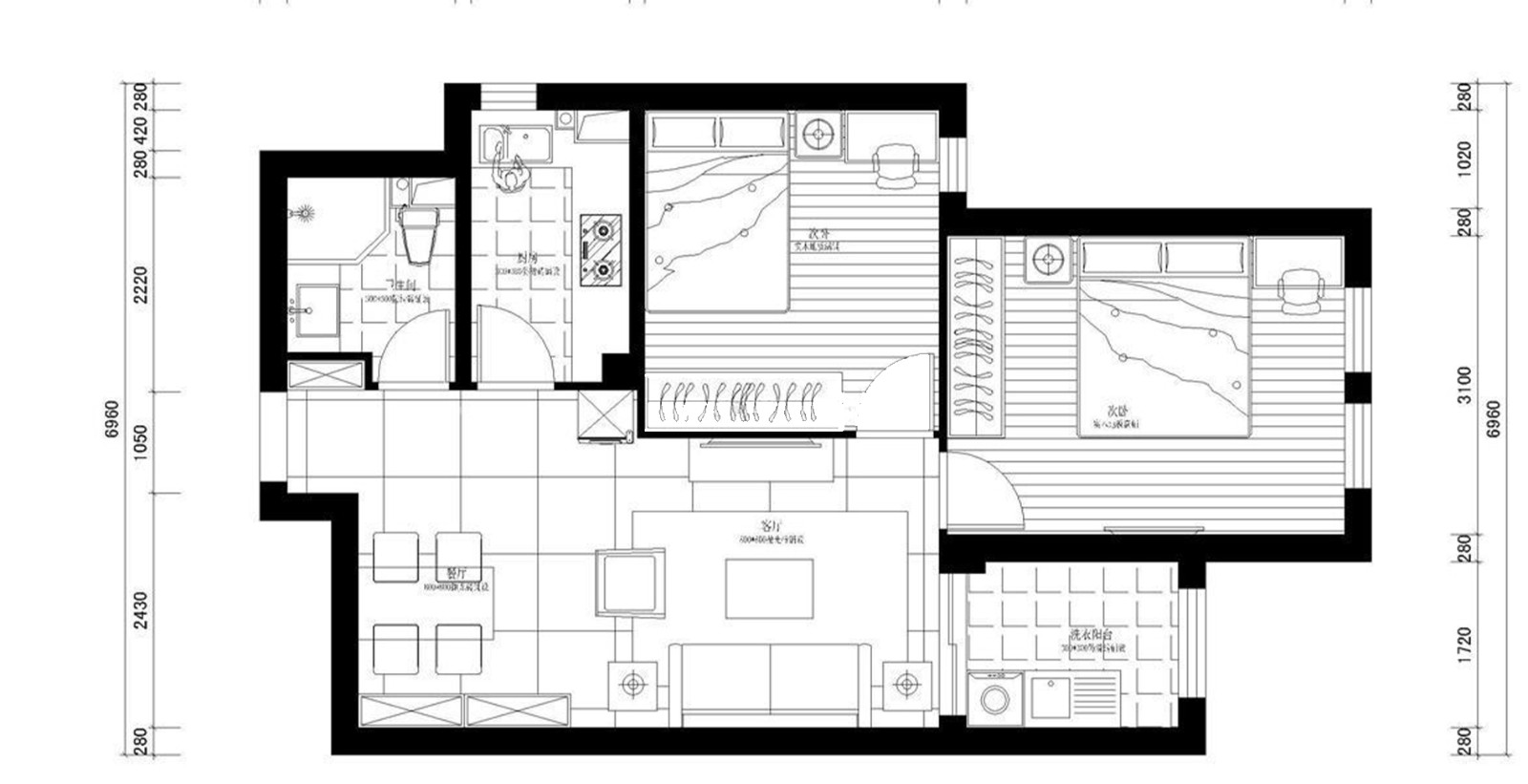 85中式两房装修效果图,中式小家装修案例效果图-美广网