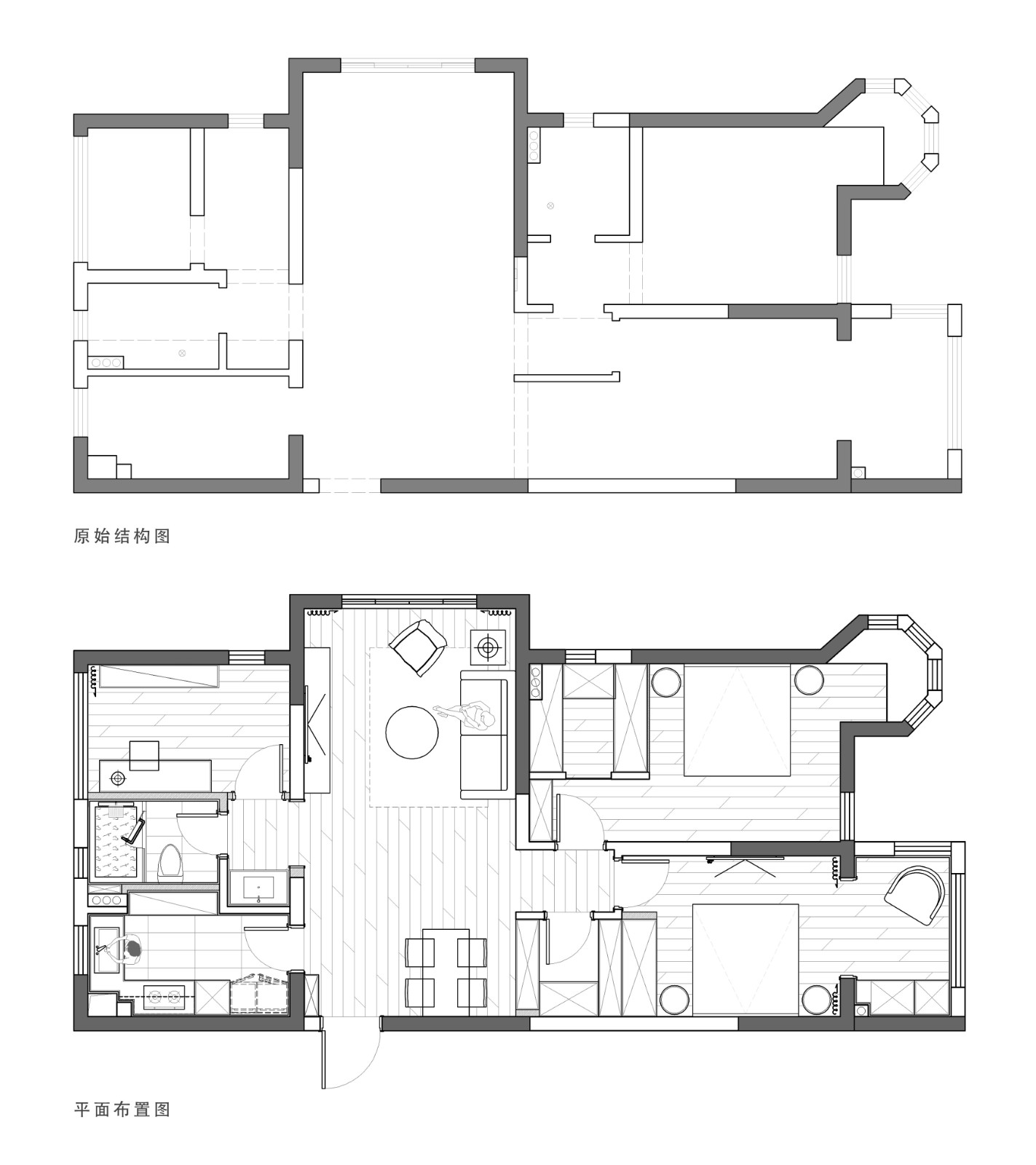 110现代三房装修效果图,清新感现代风格住宅。装修案例效果图-美广网(图1)