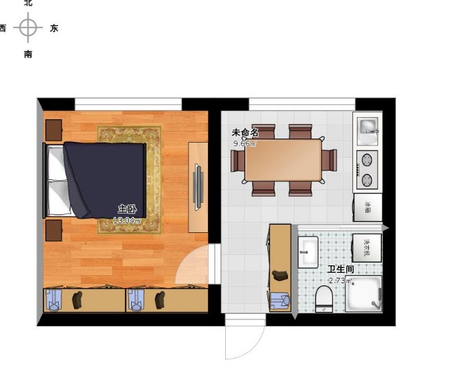 65现代小户型/一房装修效果图,60平米现代简约小公寓装修案例效果图-美广网(图1)