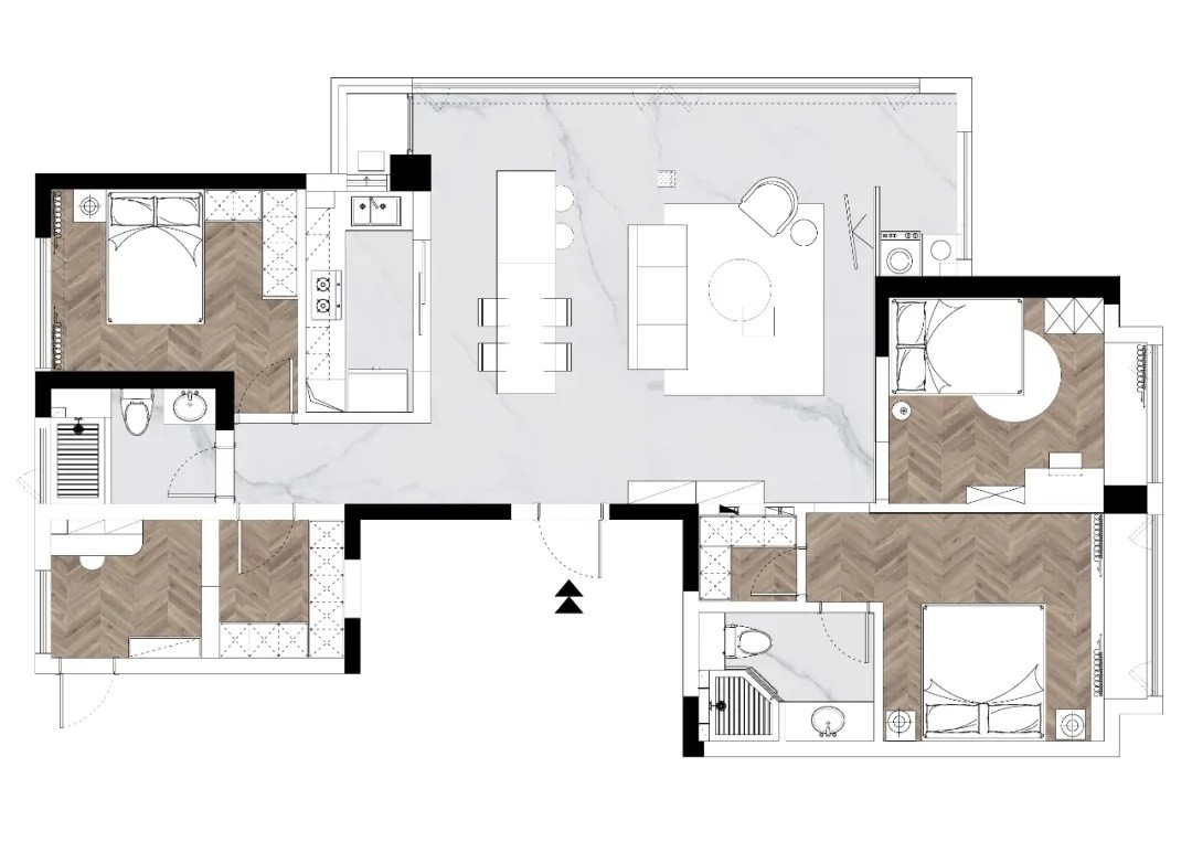 110现代三房装修效果图,诠释简约纯粹的生活美学装修案例效果图-美广网