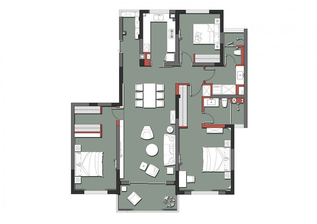 92北欧三房装修效果图,清新实用又有格调的家装修案例效果图-美广网