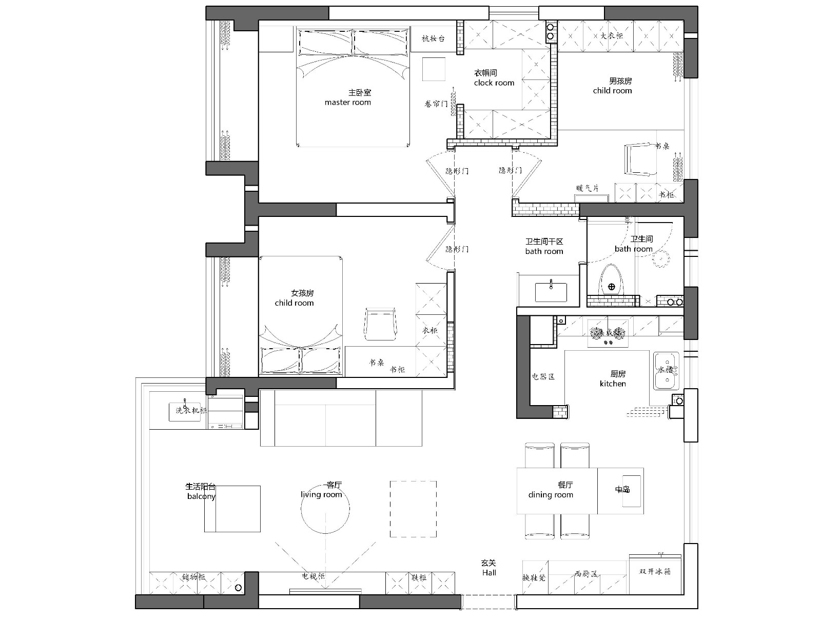 100现代三房装修效果图,简约舒适家装修案例效果图-美广网(图1)