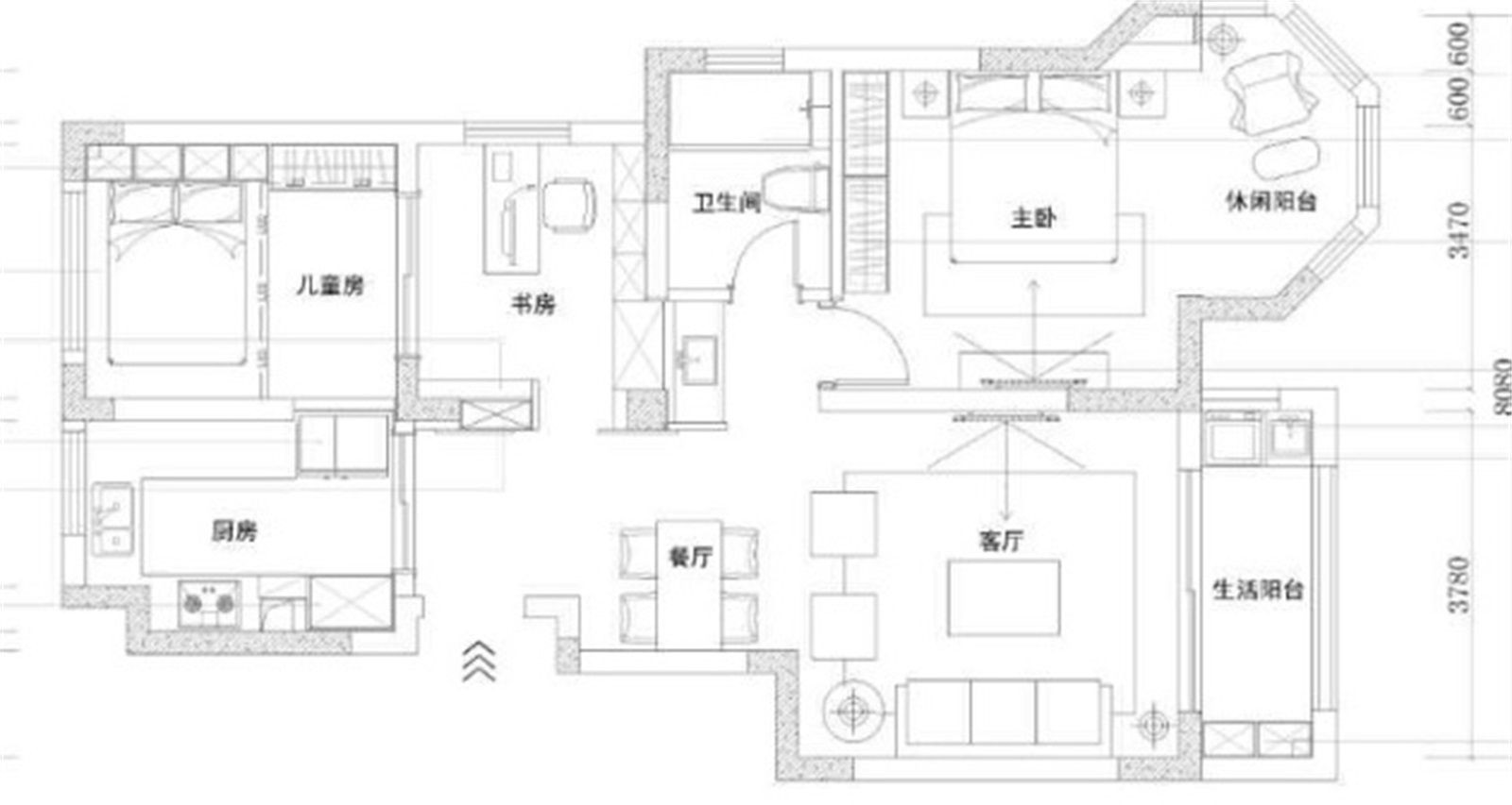 110现代两房装修效果图,现代简约，演绎内心的声音装修案例效果图-美广网