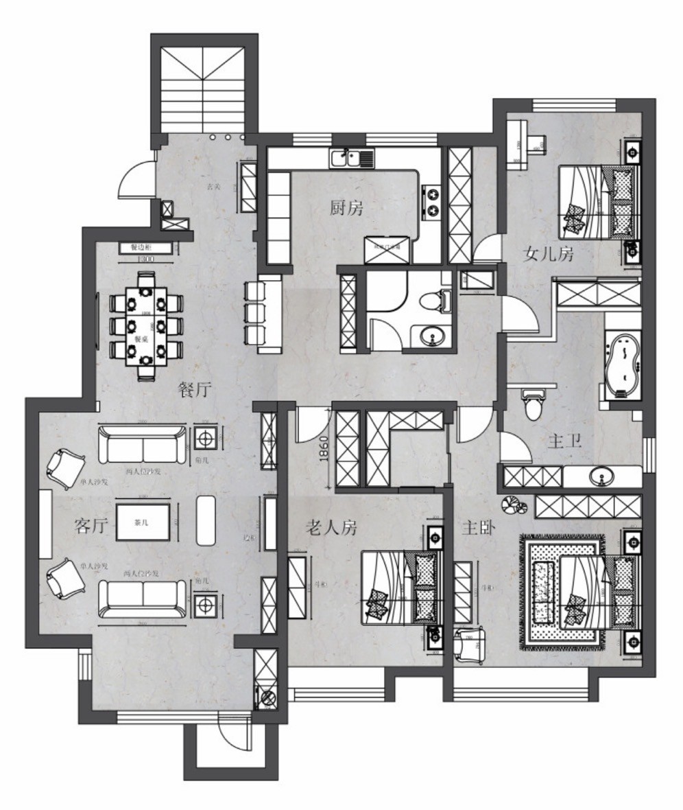 121现代四房装修效果图,舒适和放松感受装修案例效果图-美广网