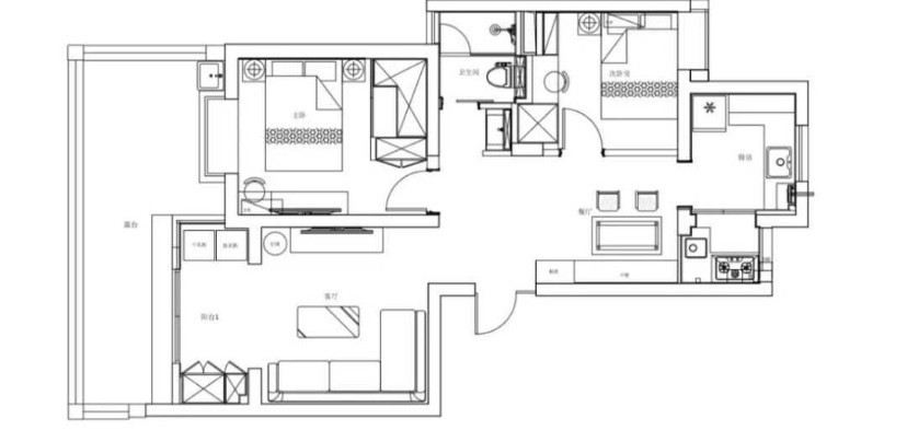 67现代三房装修效果图,雅致舒适的生活之境装修案例效果图-美广网