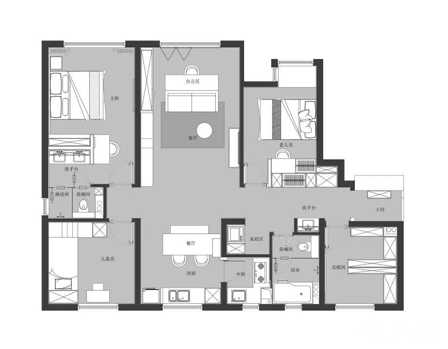 112日式四房装修效果图,112㎡六口之家日式设计装修案例效果图-美广网(图1)