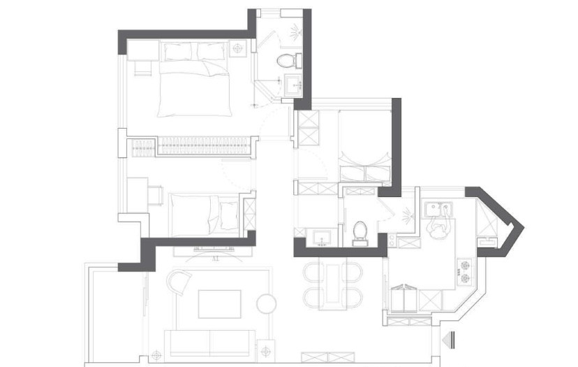 112现代三房装修效果图,家以生活为本装修案例效果图-美广网