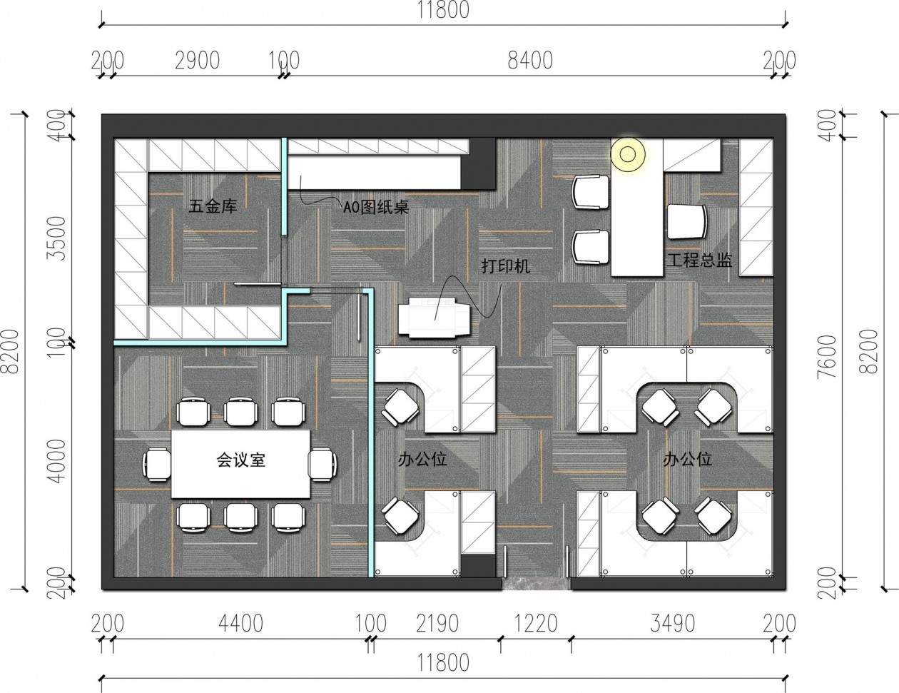 158中式办公空间装修效果图,宝声音响公司装修案例效果图-美广网
