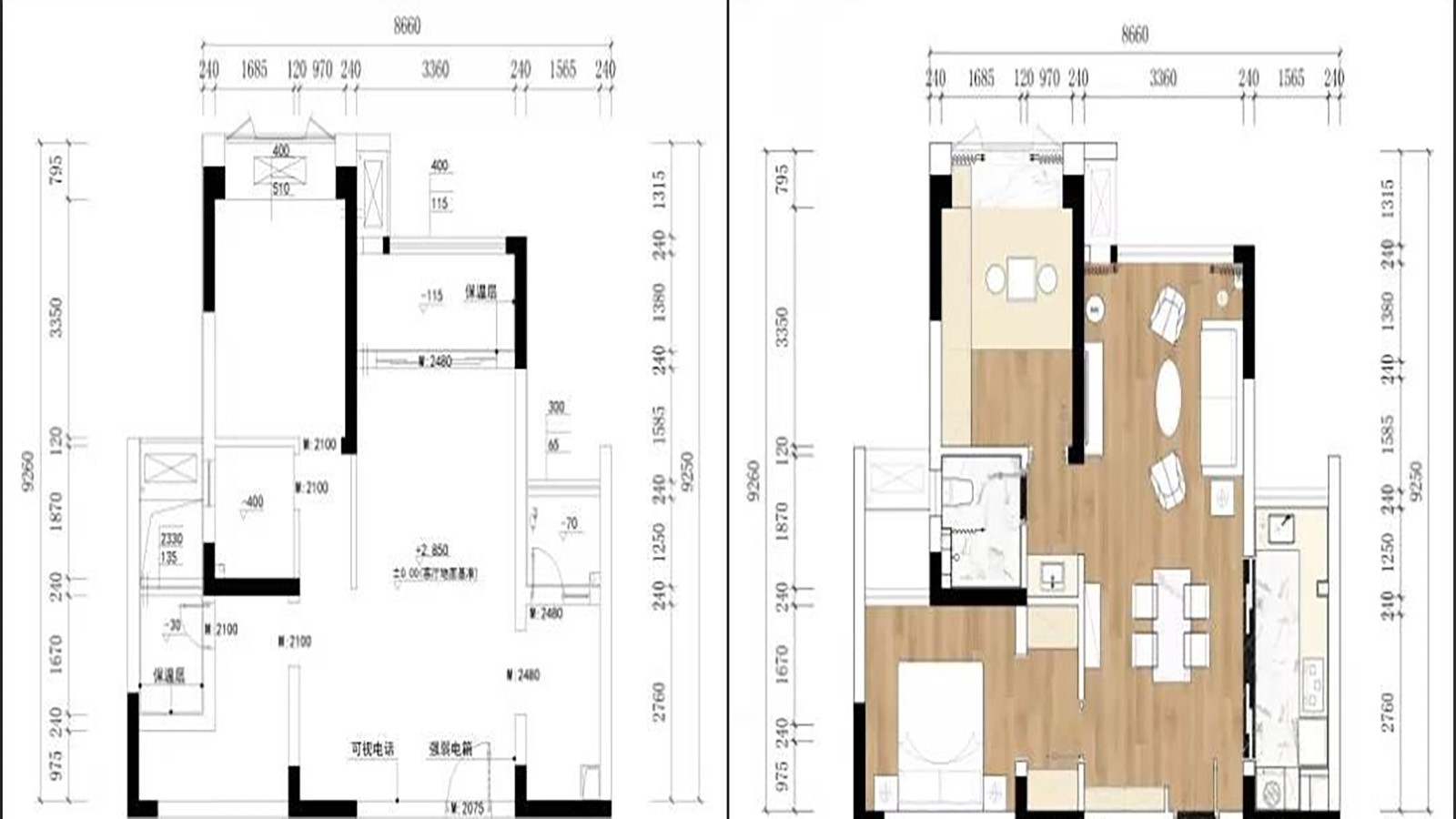 98现代两房装修效果图,打造有格调的家装修案例效果图-美广网(图1)
