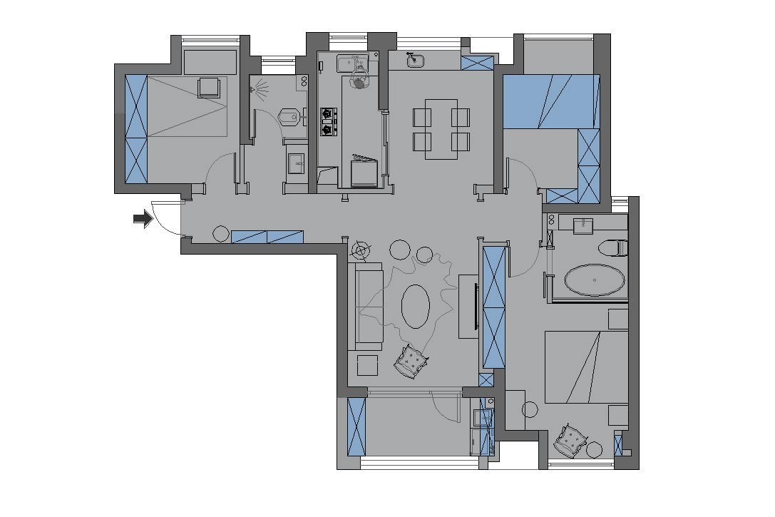 113现代三房装修效果图,一个少女感满满的法式装修案例效果图-美广网