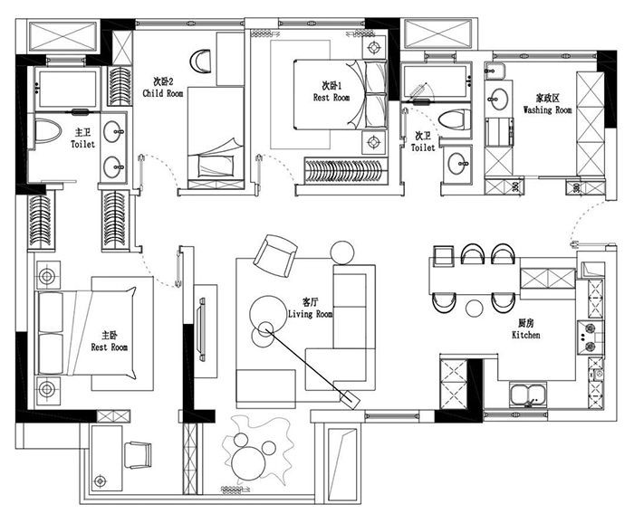 113现代三房装修效果图,尚林家园装修案例装修案例效果图-美广网
