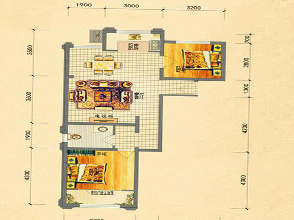 80现代两房装修效果图,敞亮自由的格调装修案例效果图-美广网