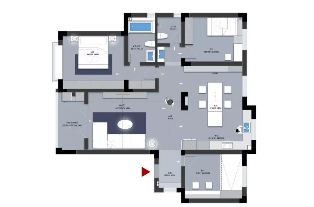 140现代三房装修效果图,理性三居室装修案例效果图-美广网