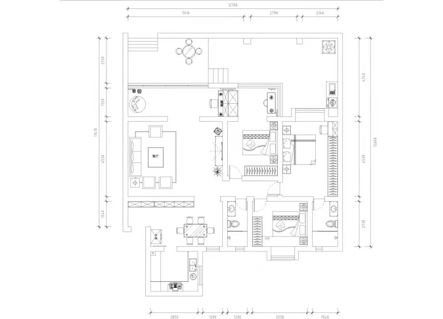 152中式三房装修效果图,一般户型也能装新中式装修案例效果图-美广网(图1)