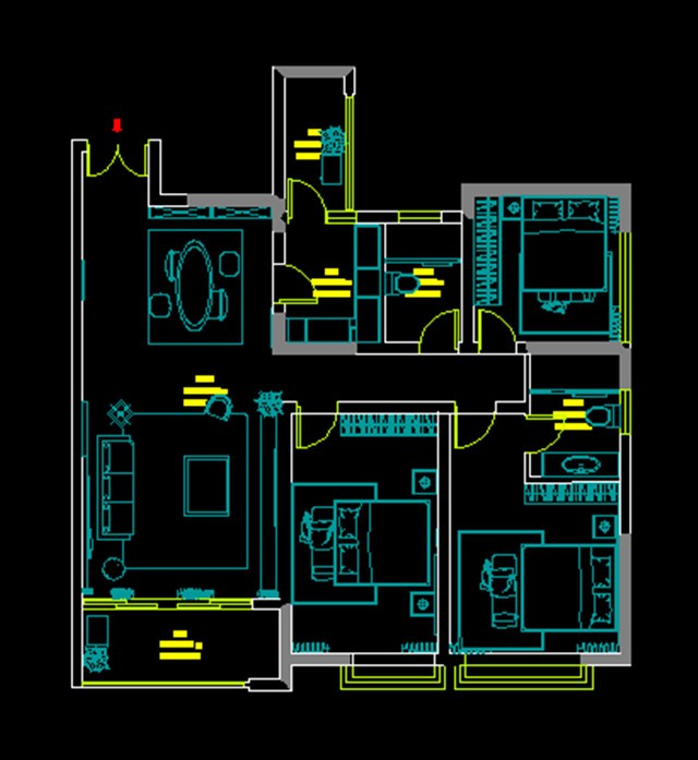95现代两房装修效果图,现代风营造舒适的居住环境装修案例效果图-美广网(图1)