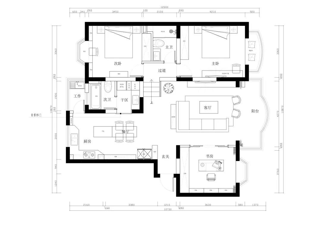 130现代三房装修效果图,130㎡简约风，轻奢生活装修案例效果图-美广网(图1)