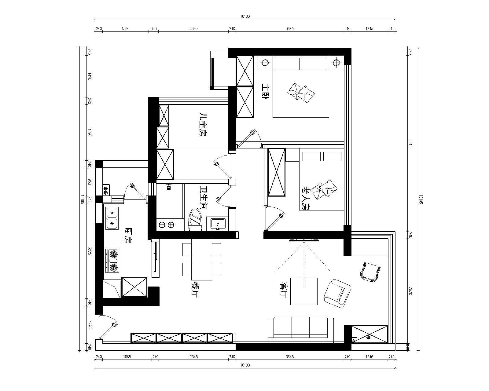89现代三房装修效果图,御龙山装修案例效果图-美广网(图1)