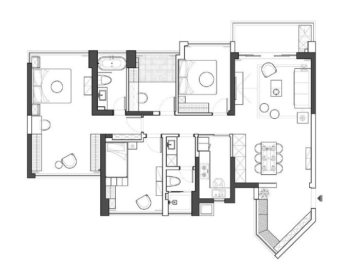 140混搭三房装修效果图,140㎡的法式轻奢风装修案例效果图-美广网(图1)