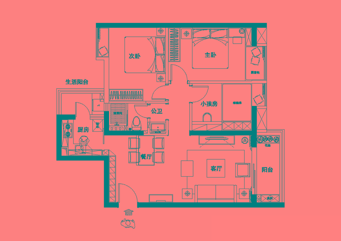 130现代三房装修效果图,130平的温馨之家装修案例效果图-美广网(图1)