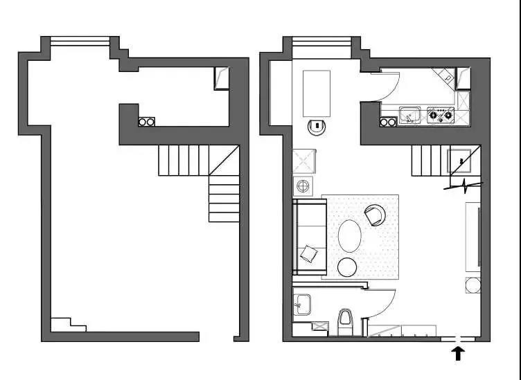 28北欧小户型/一房装修效果图,楼梯小景观充满文艺范装修案例效果图-美广网