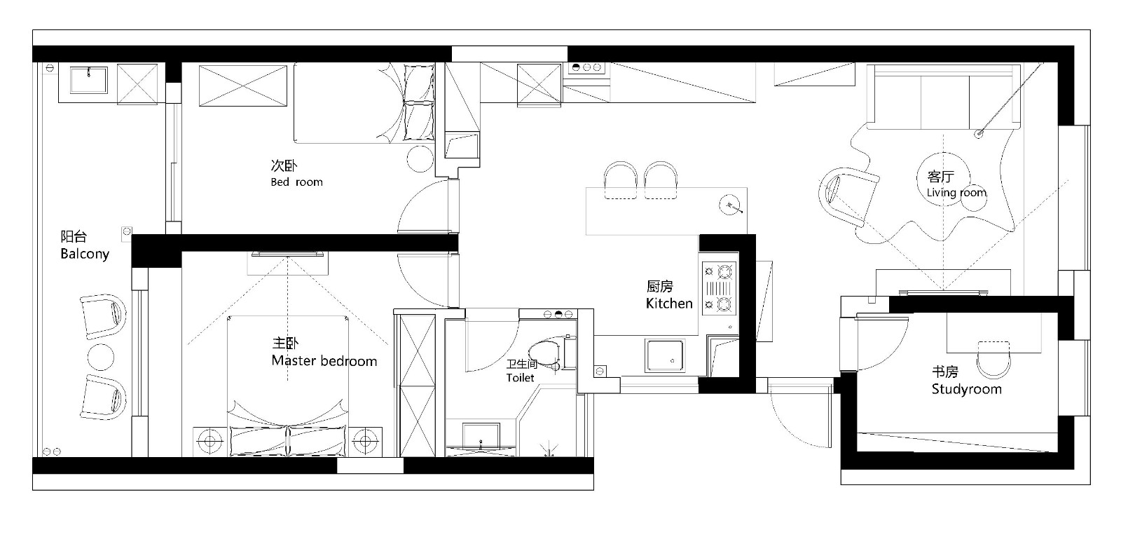 105北欧三房装修效果图,105㎡三室两厅装修案例效果图-美广网