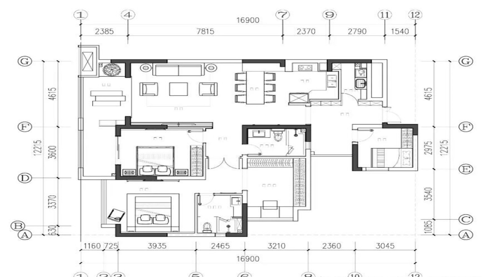 96现代两房装修效果图,96㎡现代轻奢风装修案例效果图-美广网(图1)