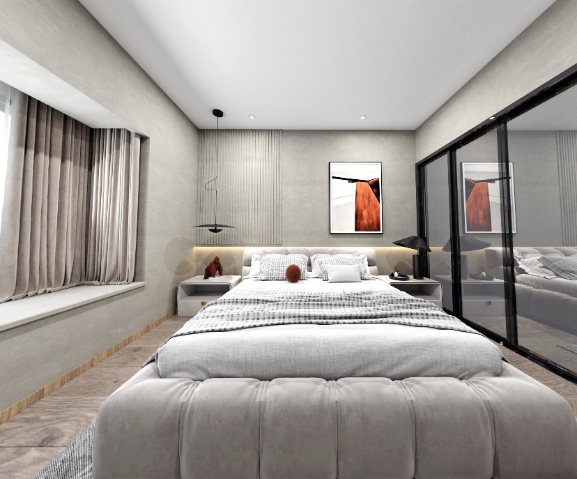 65现代小户型/一房装修效果图,65平米现代轻奢一居室装修案例效果图-美广网(图4)