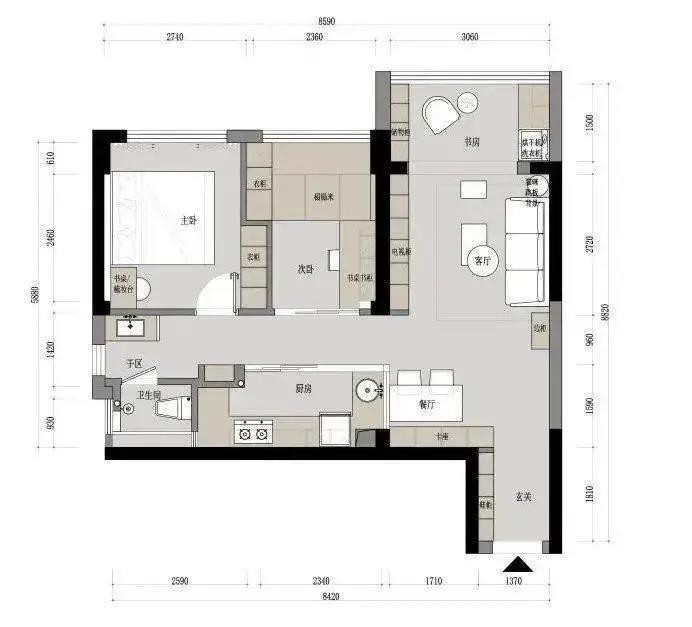65北欧小户型/一房装修效果图,65㎡简约北欧装修案例效果图-美广网