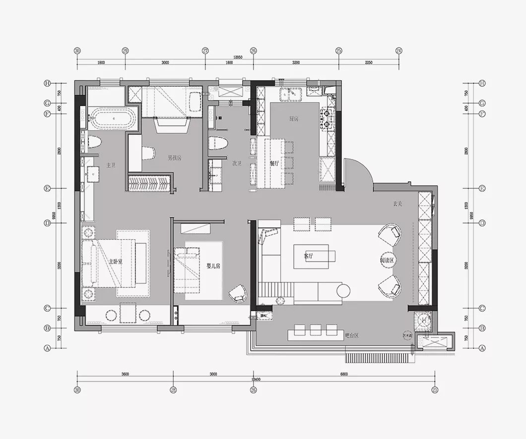 127轻奢风三房装修效果图,蓝调写意美学空间装修案例效果图-美广网
