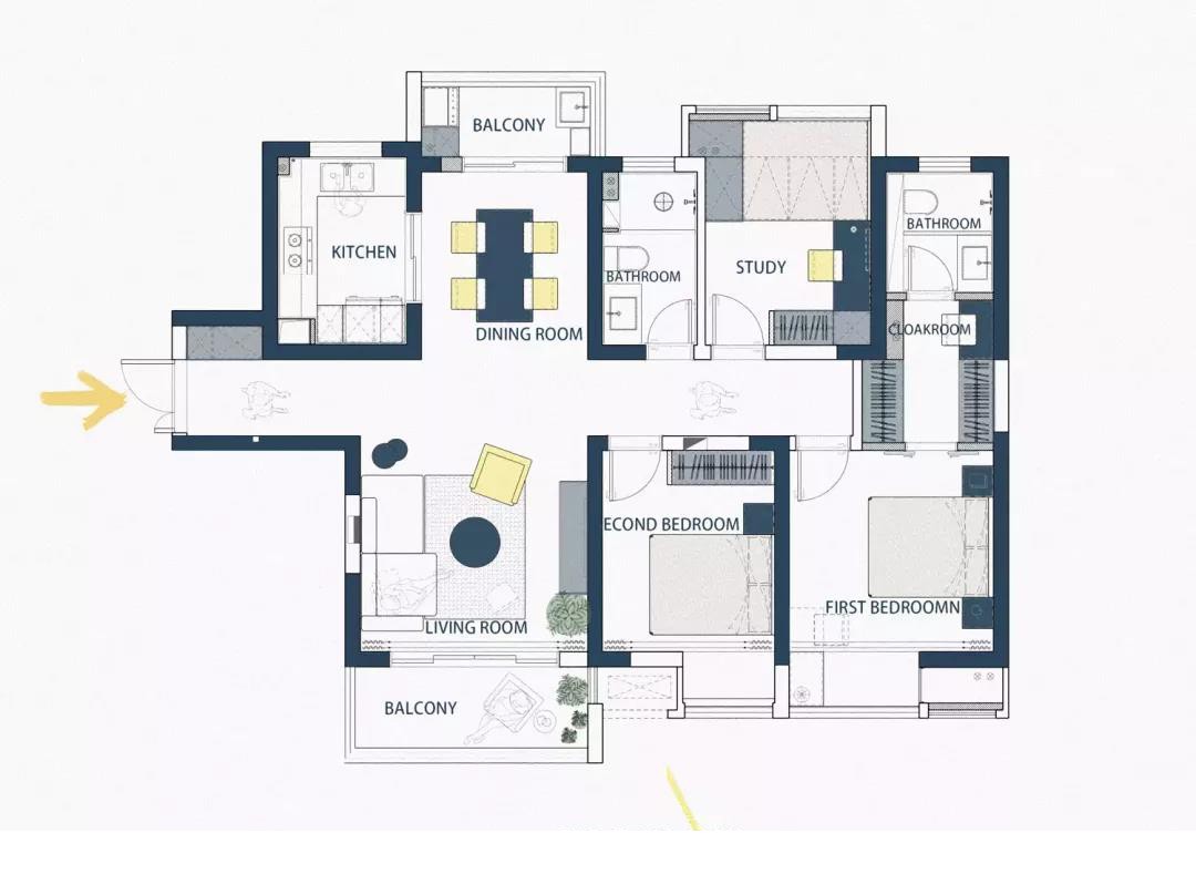 127轻奢风三房装修效果图,诠释简约纯粹的生活美学装修案例效果图-美广网