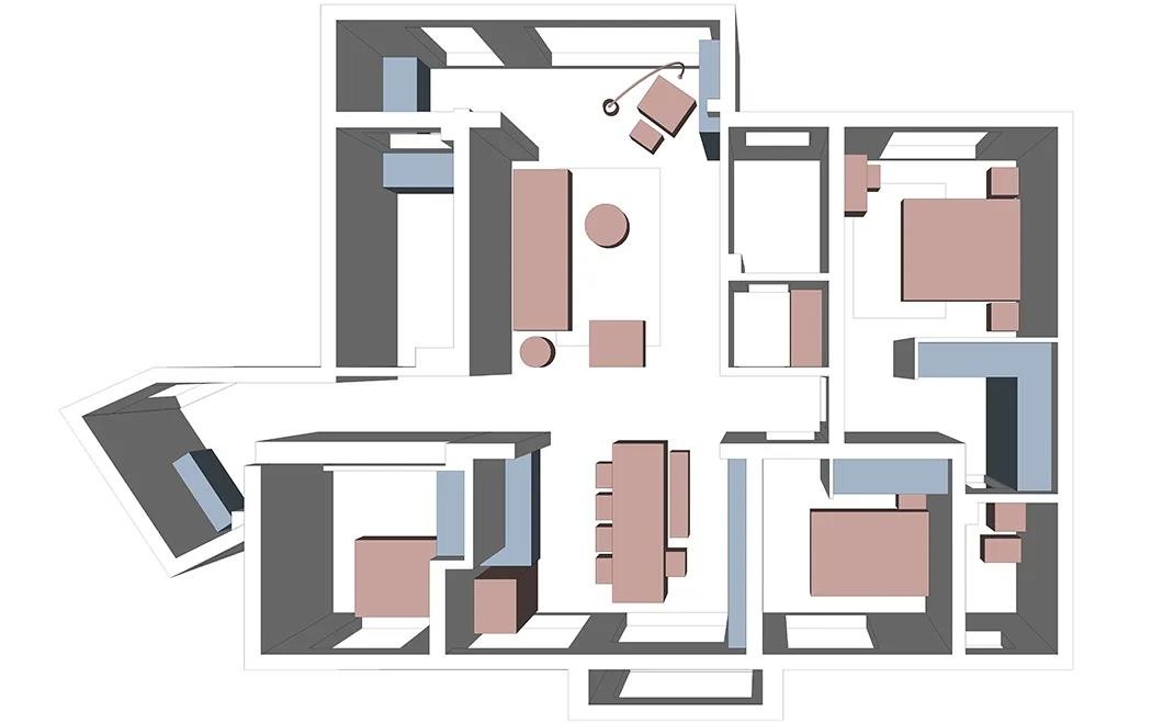 102北欧三房装修效果图,这样的配色，太美了装修案例效果图-美广网