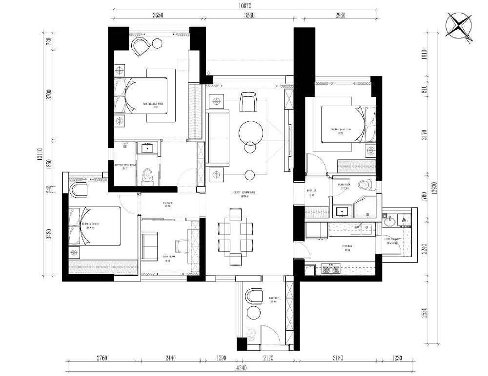 88现代两房装修效果图,现代风格 保利天汇装修案例效果图-美广网(图1)